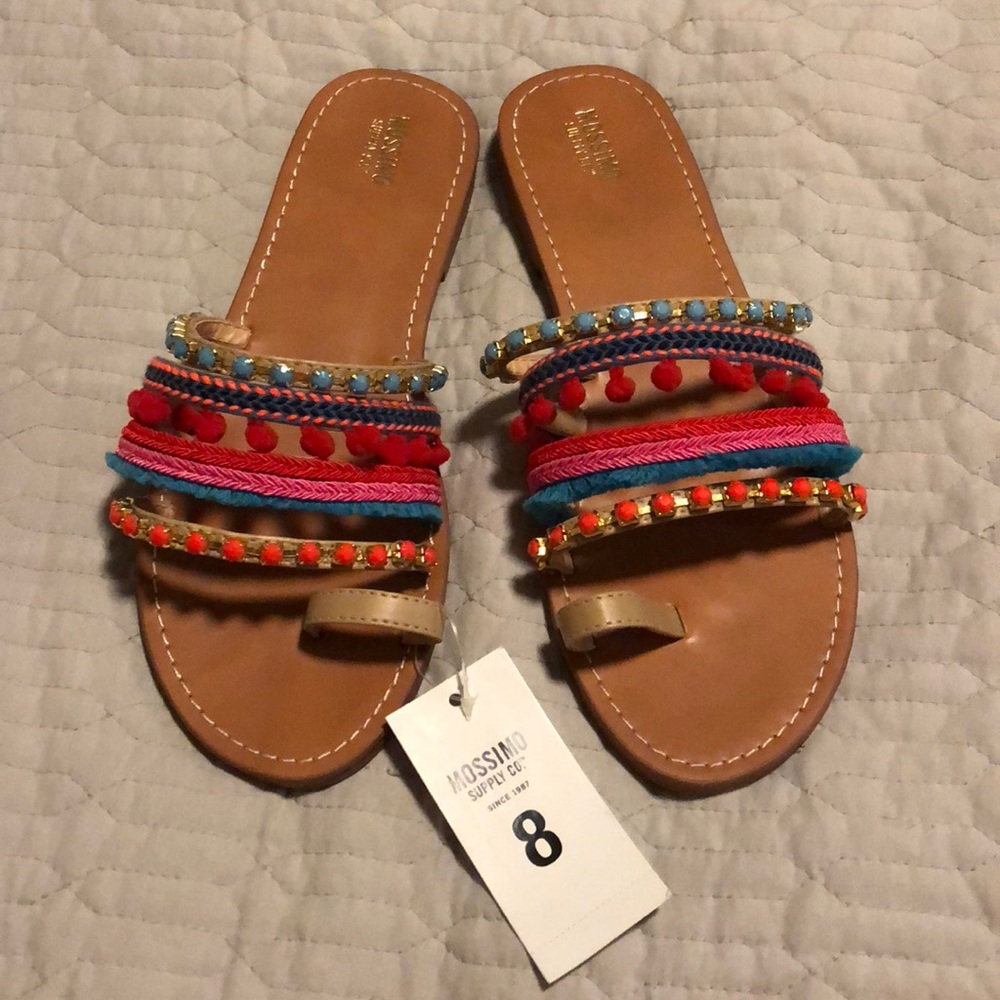 NWT! Mossimo Pom Pom slide sandals